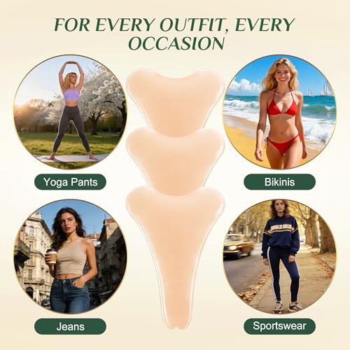 Camel Front Area Coverage Pads for Women, 3 Pack Invisible Silicone Inserts Concealer for Leggings, Swimwear & Tight Clothing