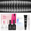 Beetles Tipex Instant Apex Nail Tips Kit ? Stiletto Medium, Pre-Building Pre-Etched Thick Acrylic Tips with Tipex Nail Glue, Dehydrator, Primer, Base & Top Coat, Mini UV Lamp 224PCS in 16 Sizes