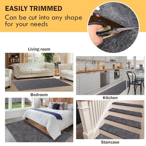 9x12 Ft Waterproof Rug Pad Non Slip Felt Underlay for Hardwood Floors - Thin