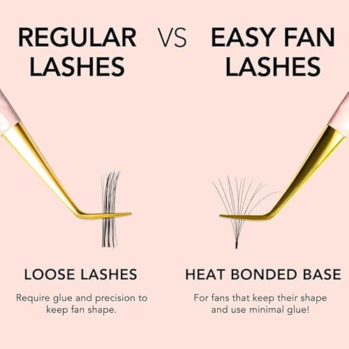 KIARA SKY LASH Premium Cashmere Easy Fan Lash Extensions | Soft Semi-matte natural finish | Fans like Butter | For Professional Eyelash Extensions Use Only | Black, (C-0.07-9MM)
