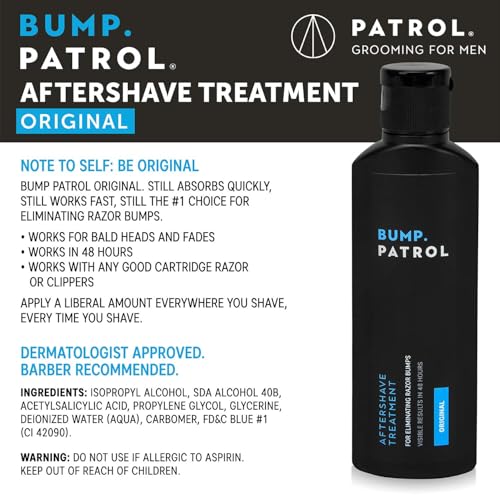 Bump Patrol Original Formula Aftershave Treatment Serum ? Razor Bump Stopper and Ingrown Hair Treatment for Men and Women, Ingrown Hair Serum with Salicylic Acid - 2 oz (Pack of 4)