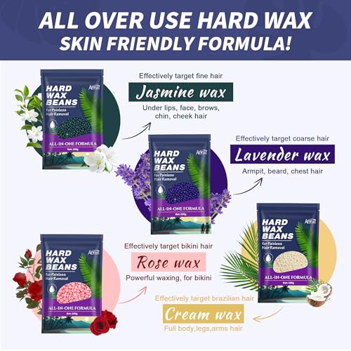 Anruz Waxing Kit for Women & Men with Digital Warmer & Post-Wax Cream - 4 Variations