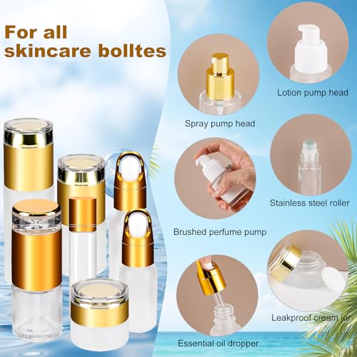 KOUWICH 30 Pack TSA Approved Glass Travel Containers Set for Skincare & Liquids
