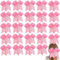Large Pink Breast Cancer Awareness Cheer Hair Bows - White Pink Variation, 24PCS