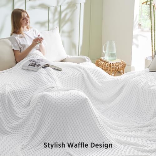 Oversized King Cooling Waffle Blanket for Hot Sleepers - White