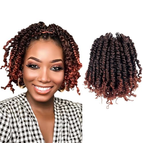 Pre-twisted Passion Twist Crochet Hair 6 Inch Ombre Ginger Red Pack of 8 for Black Women