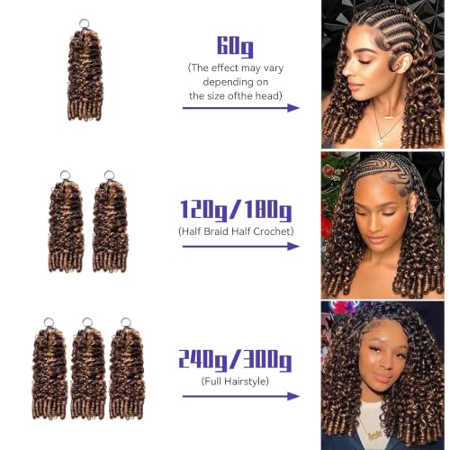 Highlight Feather Crochet Hair 14 Inch - Honey Brown Ombré Spiral Curl, Invisible Knots, Pre-separated Human Hair Extension - Variation of THIS listing