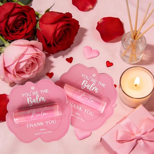 Thank You Rose Lip Balm Set - 30 Pcs Bulk Gifts for Wedding Bridal Shower Bachelorette Baby Shower Party Favors - You Are The Balm Variation of THIS listing