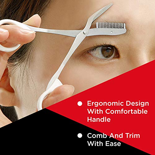 Seki Edge Eyebrow Scissors Comb (SS-605) - Stainless Steel Eyebrow Trimmer Scissor Comb for Trimming Eye Brows, Beards, & Mustaches - for Men & Women - Made in Japan