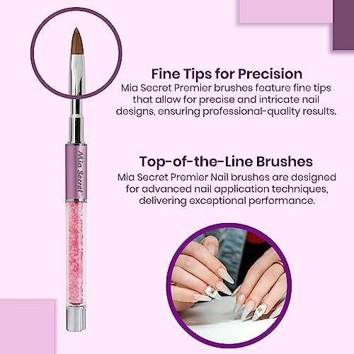 Mia Secret PREMIER NAIL BRUSHES 100% Kolinsky Hair MADE IN USA Prenium Nail Art Brushes (Pink, 4 OR (3D))