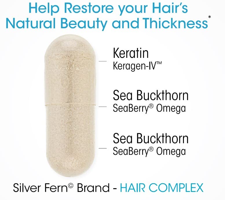 2 Ounce Silver Fern Hair Complex Hair Supplement for Healthy Hair - 30 Capsules
