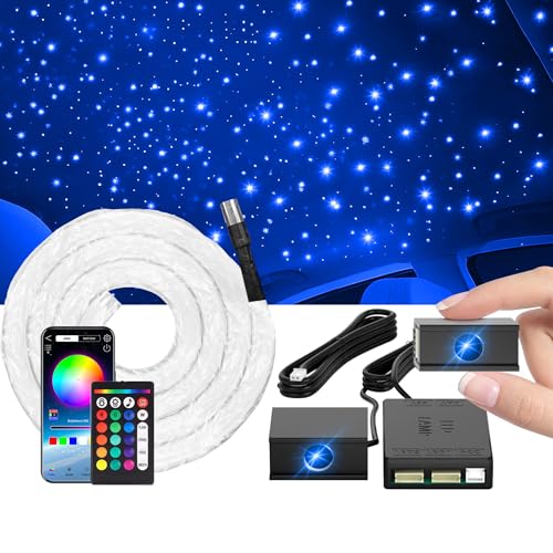 Split Starlight Headliner Kit - 600pcs 0.02in Fiber Optic RGBW Star Lights for Car with 2 Light Heads 16W Engine, 1.5m Split Path Variation 1+2+600*0.5*1.5m