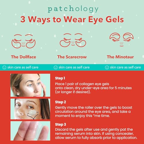 Patchology Gift Set - Depuffing Under Eye Masks & Facial Roller Duo ? Caffeine & Hyaluronic Acid Collagen Under Eye Patches for Puffy Eyes, Dark Circles & Wrinkles, Holiday Gift Skincare - 15 Pair Jar