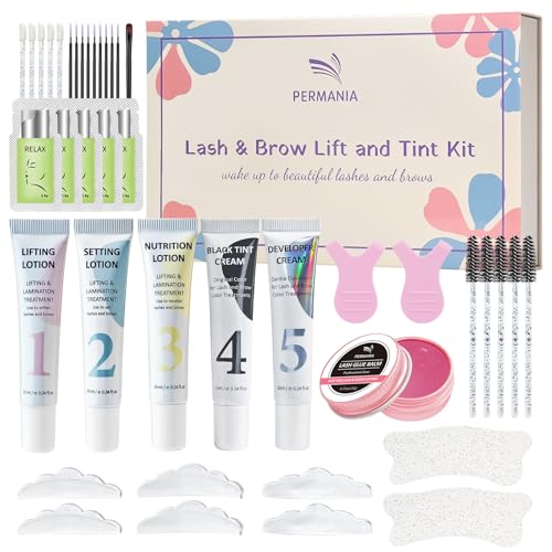 PERMANIA Lash Lift and Black Kit, Full Tube Design Brow Lamination Kit Salon Grade Instant Curling & Coloring With Detailed Instruction 10ml