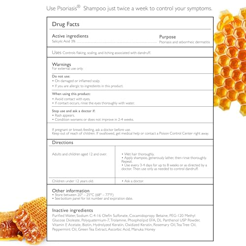 Psoriasis & Eczema Shampoo with Manuka Honey – 6.76 Fl Oz Pack of 2 for Flaking & Itchy Scalp