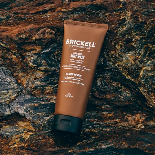 Brickell Men's Exfoliating Body Wash, Natural and Organic Body Scrub and Gel Wash to Cleanse and Reveal Fresh, Clear Skin, 8 Ounce, Scented (Fresh Mint, 8 oz)