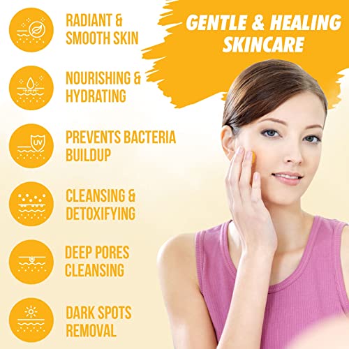 Turmeric Face Wash, Turmeric Clear Skin Liquid Soap ? 100% Natural Anti Aging Exfoliating Facial Cleanser for Spots, Clearing Acne Scars, Age Spots, Sun Damage, Discoloration ? Bath Soap