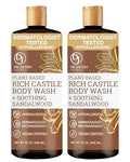 Castile Body Wash with Sandalwood - Plant-Based Liquid Soap 32oz 2 Pack