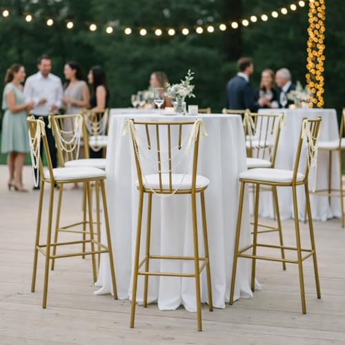 64 Pcs Ivory Pearl Chair Sashes with Bows – Wedding Garland Décor Set