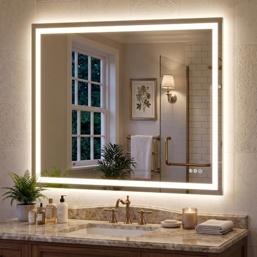 LED Bathroom Mirror with Lights - 36 Inch x 30 Inch, White, 3 Light Modes, Anti-Fog