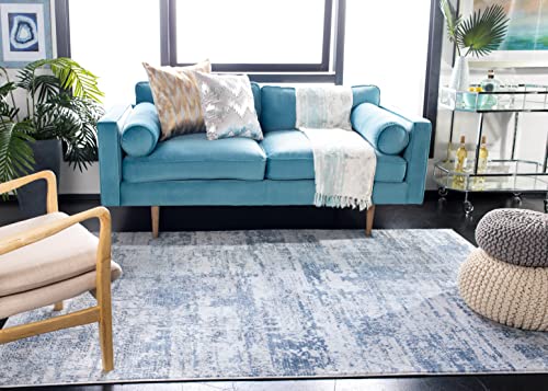 Rectangular 5'3 x 7'6 Modern Ivory Blue Area Rug - Amelia Collection
