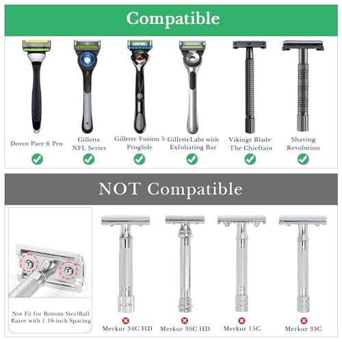 Linkidea Stainless Steel Safety Razor Stand, Shaving Stand, Travel Shaver Holder, Compatible with Long Handle Razor, Fusion 5, ProShield, Mach 3 (Silver/Polished Chrome)