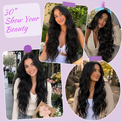 Black Wigs for Women 30 Inch Wavy Synthetic Lace Wig - Long, Natural Look, Beginner Friendly