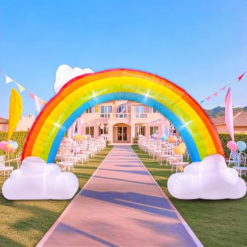 14FT Inflatable Rainbow Arch with LED Lights - Pride Yard Decorations, Outdoor Party & Garden Decor | Rainbow Inflatable Music Archway - Variation of Rainbow Arch