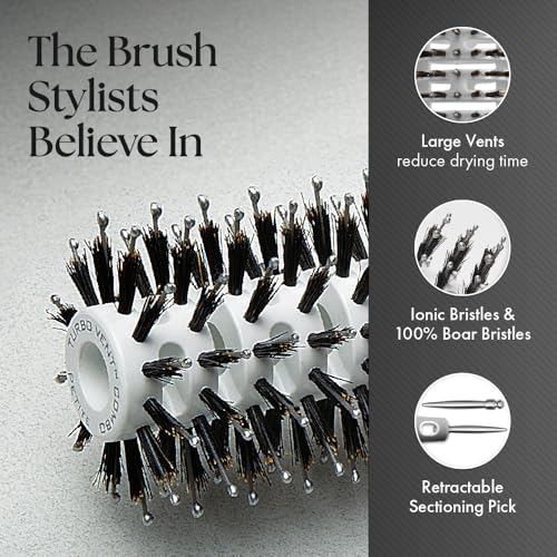 Olivia Garden Ceramic Ion Turbo Vent Pro Hair Brush Petite 2" - Round Dry Styling Tool