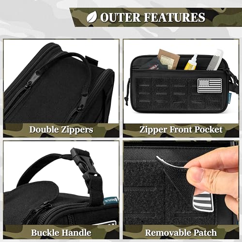 PAVILIA Tactical Toiletry Bag XL Water-Resistant Military Organizer Black