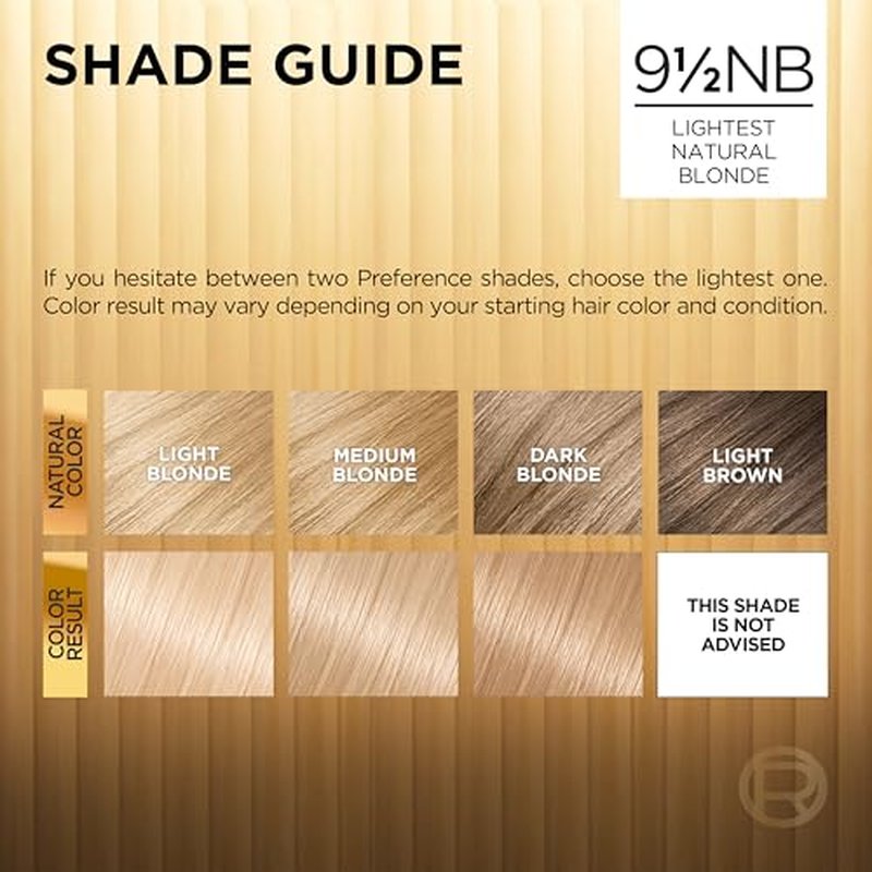 L'Oreal Paris Superior Preference Luminous Fade-Defying Permanent Hair Color, Hair Dye For Up to 9 Weeks of Radiance, Lightest Natural Blonde 9.5NB, 1 Hair Dye Kit (Pack of 3)