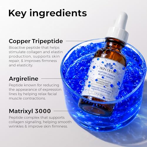 Copper Peptide Face Serum with Argireline & Hyaluronic Acid - 1oz - Skin Deva