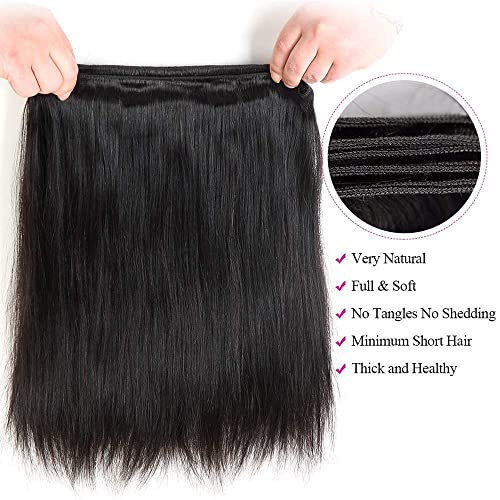 12 Inch Brazilian Straight Human Hair Bundles - Unprocessed Remy Hair, 3-Pack