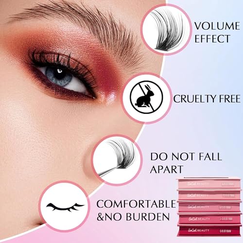 KIARA SKY LASH Premium Cashmere Easy Fan Lash Extensions | Soft Semi-matte natural finish | Fans like Butter | For Professional Eyelash Extensions Use Only | Black, (D-0.05-13MM)