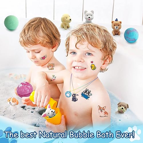 Multi-colored Kids Bath Bombs with Surprise Puppy Dolls - Organic 20 Pack