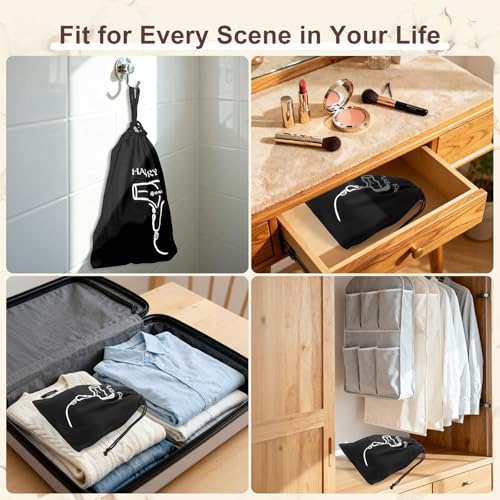 Hair Dryer Storage Bags Bulk 16 Pack Drawstring Pouches - Black