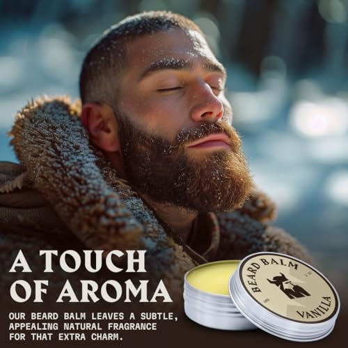 Beard Balm and Beard Butter Set with Vanilla Scent - Natural Moisturizing Grooming Kit