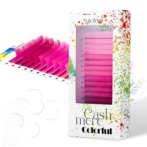 Colored Lash Extensions, 16 Rows Cashmere lash extensions, 0.07 C Curl 12-15mm Classic Lashes Extensions, Single Lash Extensions for Professional Salon Use(0.07-C-Pink Gradient 12-15mm£©