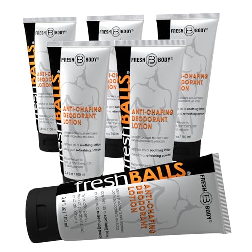 Fresh Body Fresh Balls Deodorant Cream to Powder – Men's Anti-Chafing & Hygiene, 3.4 fl oz (Pack of 6)