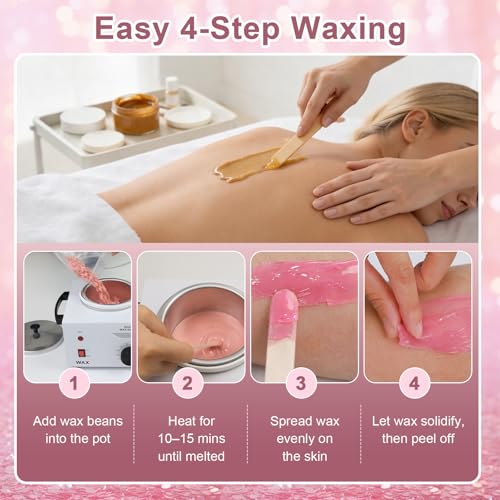 Podoy 0.5L Wax Warmer for Hair Removal with 200 Sticks - Portable & Adjustable Temperature, White