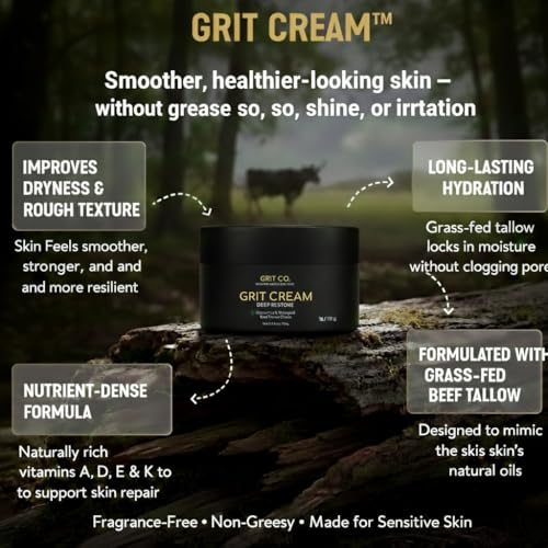 Grass-Fed Beef Tallow Face Moisturizer for Men - 3.4 oz Unscented Skin Care
