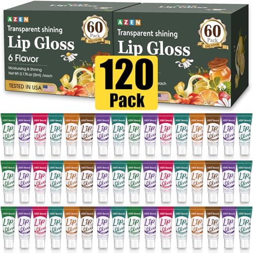 AZEN 120 Pack Clear Lip Gloss Set with Vitamin E & Flavors - Hydrating Lip Oil C-120