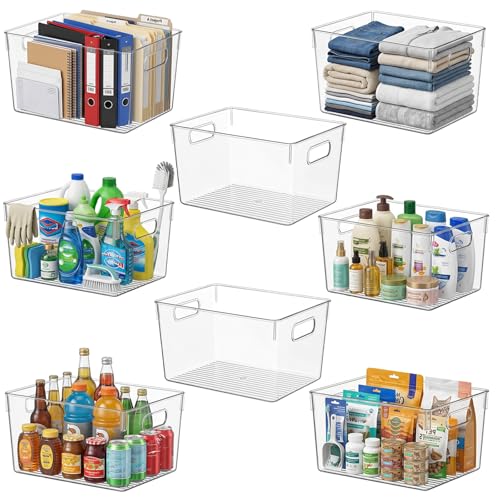 MOONEDGE 8 Pack XL Clear Food Storage Containers 13x10x8in, 16QT Capacity