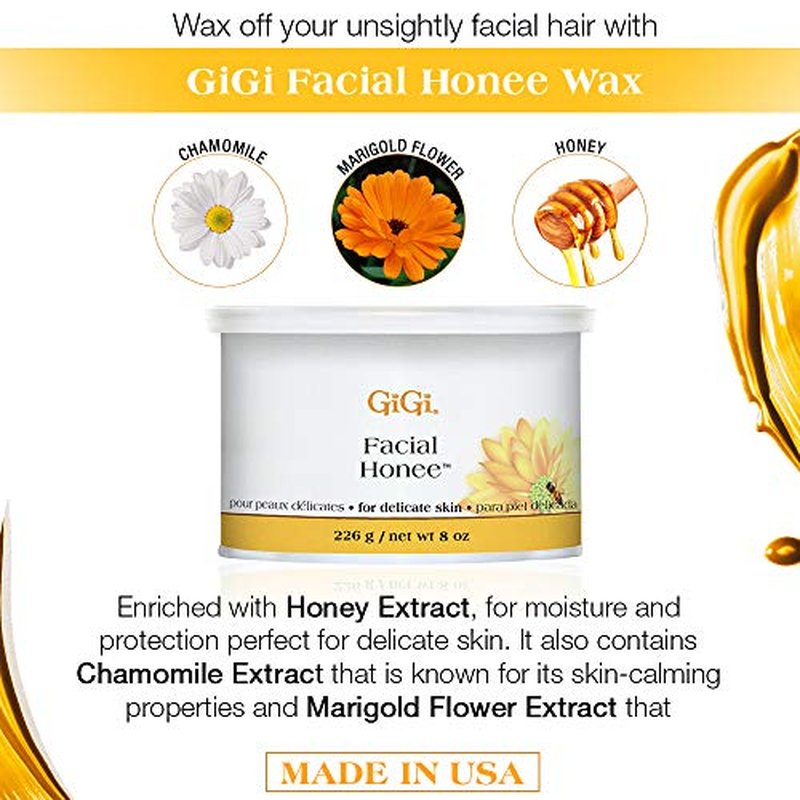 GiGi Facial Honee Wax - Hair Removal Wax for Face and Sensitive Skin, 8 oz