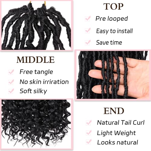 36 Inch Goddess Faux Locs Crochet Hair - 7 Packs Natural Black with Curly Ends