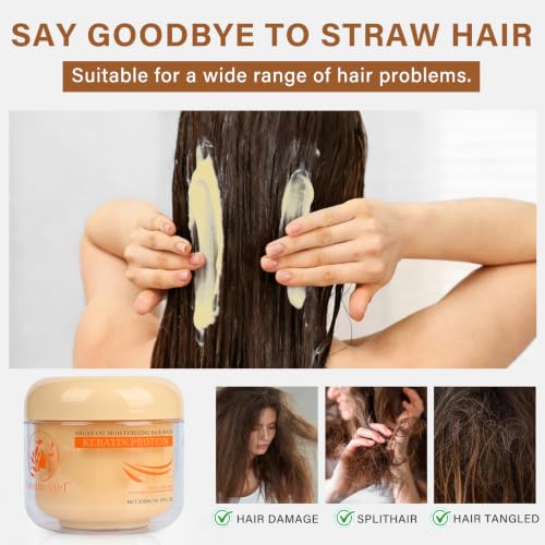 Collagen & Argan Oil Hair Mask Set for Deep Repair and Smoothing - 12.15 fl oz