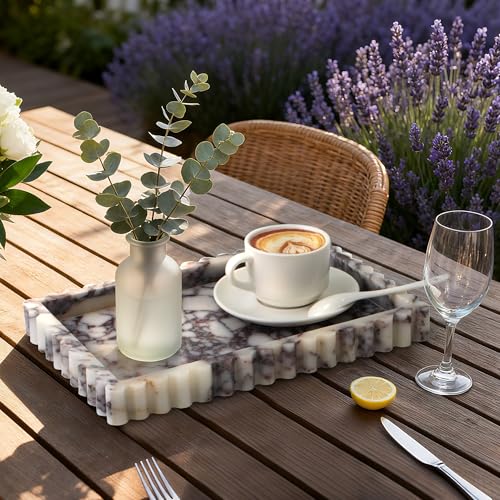 Marble Tray for Bathroom & Vanity - Calacatta Viola Purple, 11.8" x 8"