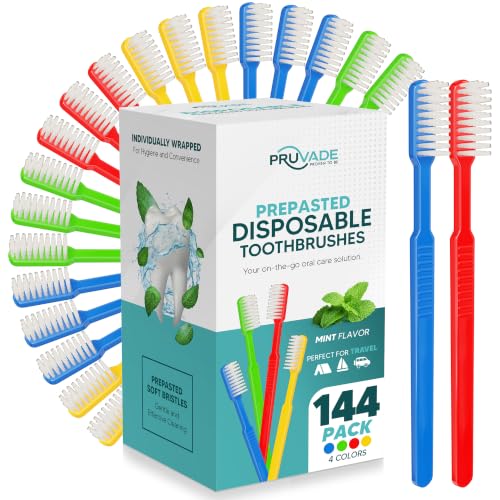 Disposable Toothbrushes with Toothpaste - Mint, 144 Pack, Travel Friendly