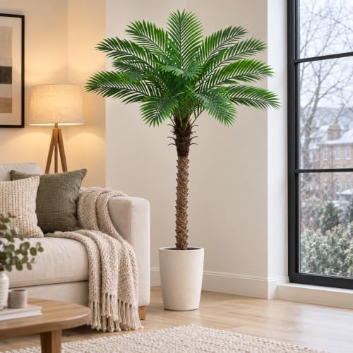 6FT Artificial Phoenix Palm Tree with Black Pot - Outdoor Faux Tree