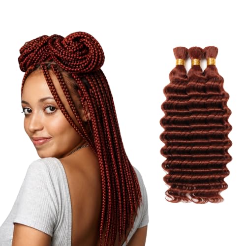 Niciitysi #33 Deep Wave Reddish Brown Braiding Hair Bundles 18 Inch - 150g